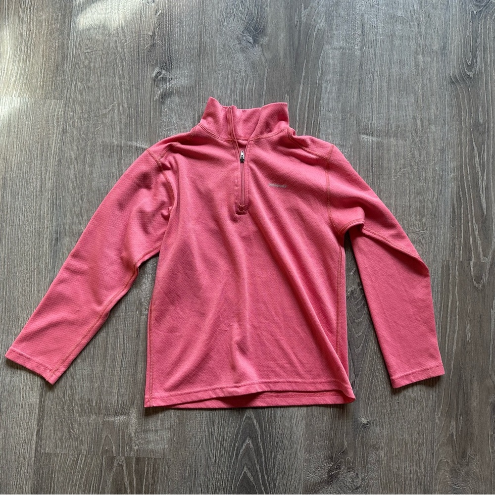 Patagonia Girls Size 8 Capilene Pink Quarter Zip Baselayer